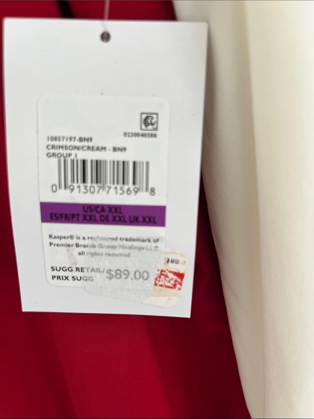 Kasper Red and White Long-Sleeve Twist-Neck Sheath Dress - Picture 3 of 5